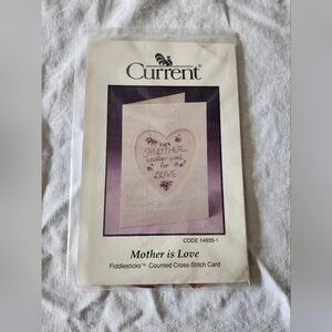 Vintage Current "Mother is Love" Counted Cross-Stitch Card Kit NEW/UNFINISHED